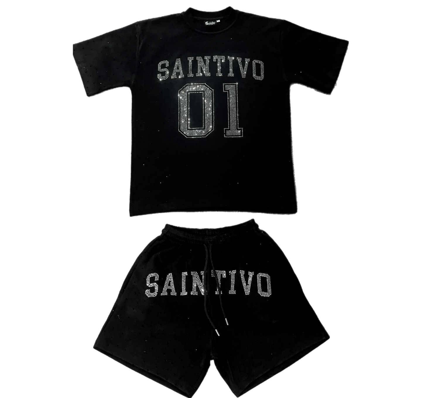 "Noir 01" Set (Tee + Shorts) - Black